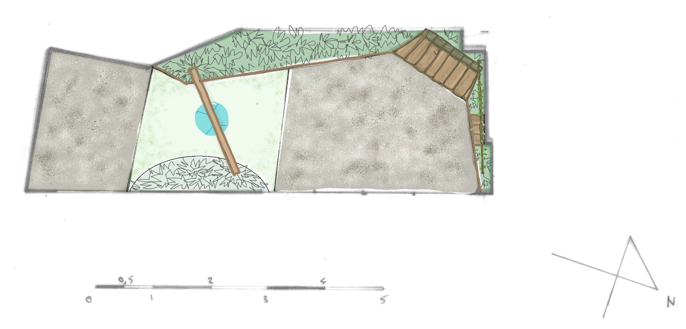 Kindvriendelijk ontwerp voor een kleine stadstuin in Boho stijl