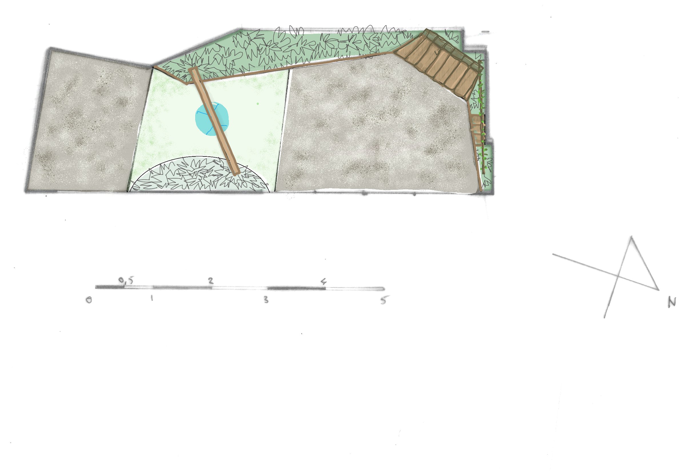 Ontwerp voor een kleine stadstuin. Slimme indeling, BOHO sfeer